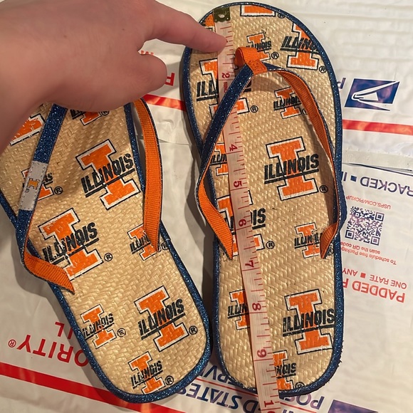 ILLINOIS FIGHTING ILLINI blue orange glitter sandal flip flops spring summer ILI - Picture 7 of 11